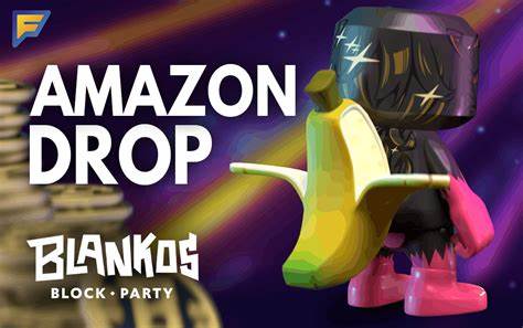 Amazon Drop written & Blankos Block Party logo shown alongside a Blankos.