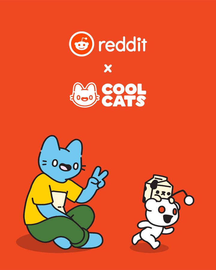 Reddit & Cool Cats logos & avatars shown as a symbol of collaboration