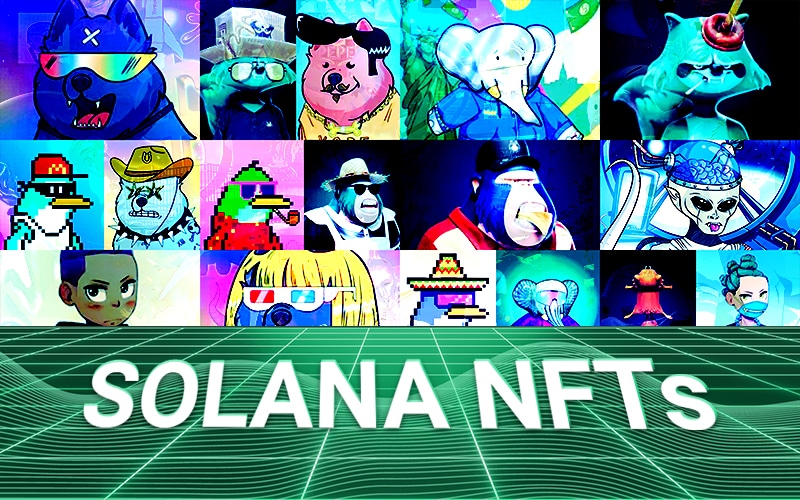 Some Solana NFTs in display