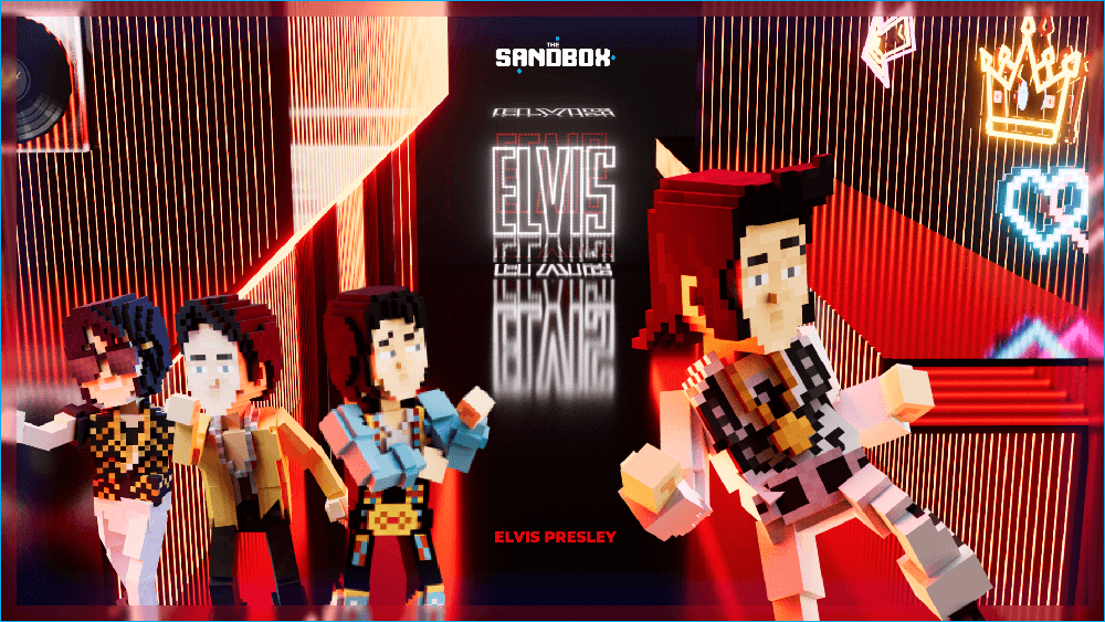 Various Elvis Presley NFT Avatars in the Sandbox Metaverse